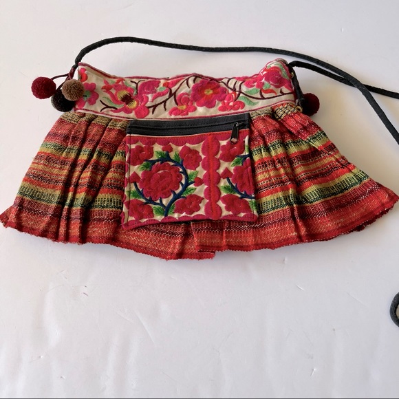 Handbags - Boho Embroidered Skirted Crossbody Bag
